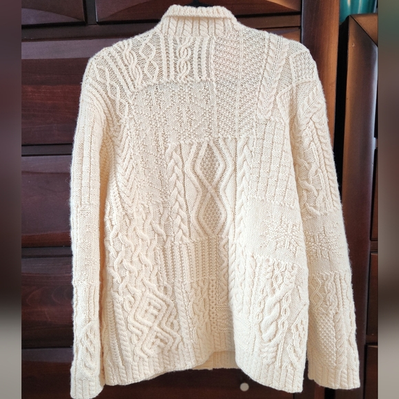 RALPH LAUREN 100% WOOL Snowflake Nordic Hand Knit Cream Sweater Cabincore Lrg - Picture 3 of 10